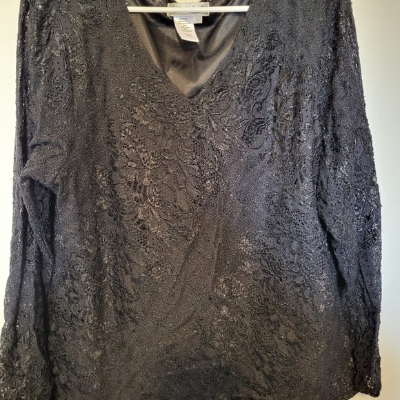 Coldwater Creek black lace knit top - Picture 4 of 4